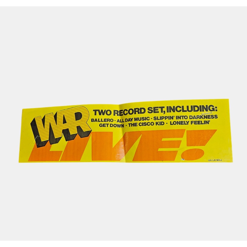 War Live Vintage 1973 Promo Poster Type 3x11 	United Artists Funk Soul Advert Ad
